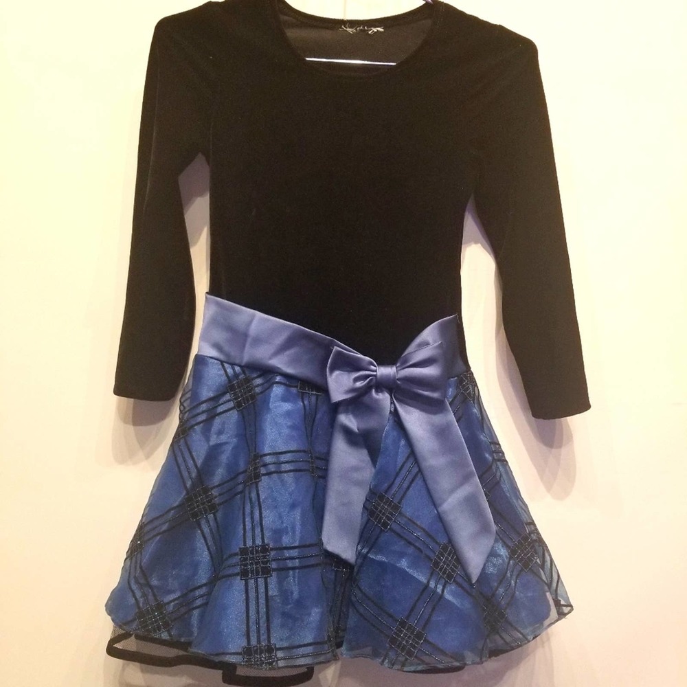 Velvet Chiffon Tuille Holiday Party Girl's Dress